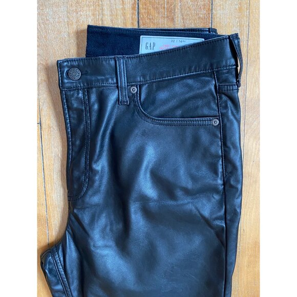 GAP BLACK VEGAN SOFTFAUX LEATHER, LINED JEANS HIGH RISE, 32/14, SPRING FALL WEAR - Picture 9 of 9